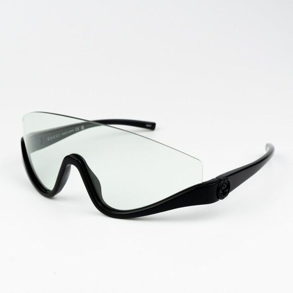 NEW Gucci GG1650S 005 Shiny Black  Green Unisex Shield Mask Sunglasses - Picture 1 of 11
